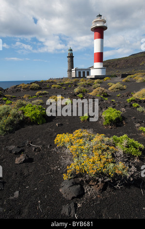 Leuchttürme, Punto de Fuencaliente, La Palma, Kanarische Inseln, Spanien Stockfoto