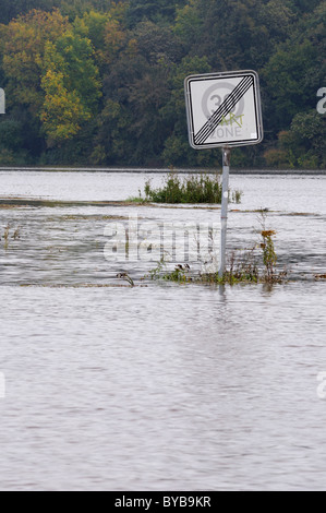 Überschwemmungen in den Wiesen des Flusses Elbe in der Nähe von Dessau, Mittlere Elbe Biosphärenreservat, Sachsen-Anhalt, Deutschland, Europa Stockfoto