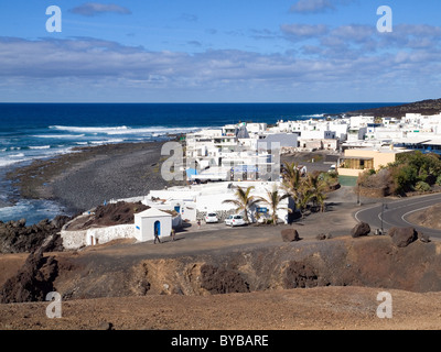 Das kleine Dorf El Golfo auf der Wild-West Küste von Lanzarote Stockfoto