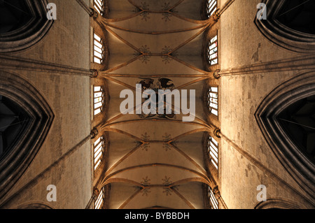 Gotische Decke Gewölbe des Ulmer Münsters, Teilansicht, Muensterplatz Square, Ulm, Baden-Württemberg, Deutschland, Europa Stockfoto