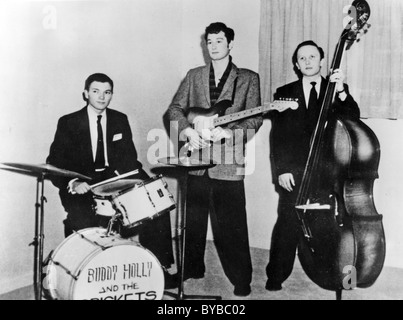 BUDDY HOLLY AND THE CRICKETS US pop Gruppe von l: Jerry Allison, Buddy Holly und Joe Mauldin Stockfoto