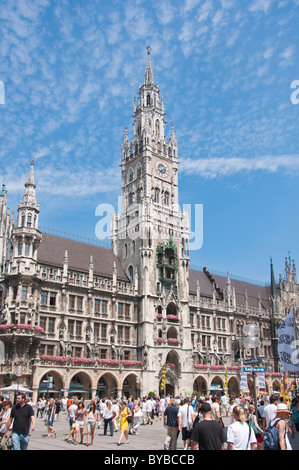 Neues Rathaus oder "neues Rathaus" am Marienplatz, München, Deutschland. Stockfoto