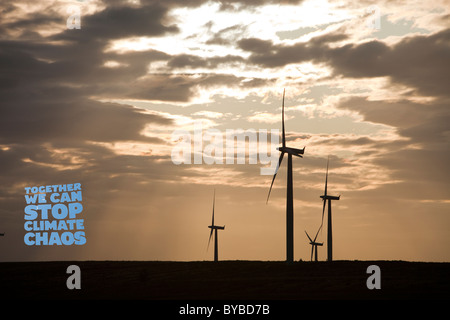 Schwarzes Gesetz-Windpark in der Nähe von Carluke in Schottland, Großbritannien. Als es gebaut wurde, war es der größte Windpark in Großbritannien Stockfoto