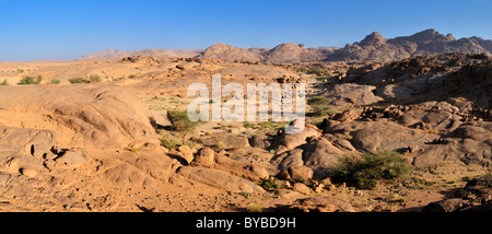 Granit-Landschaft im Hoggar, Ahaggar Berge, Wilaya Tamanrasset, Algerien, Sahara, Nordafrika Stockfoto