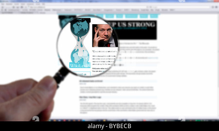 Suche nach Dokumenten oder Kabel auf Wikileaks Stockfoto