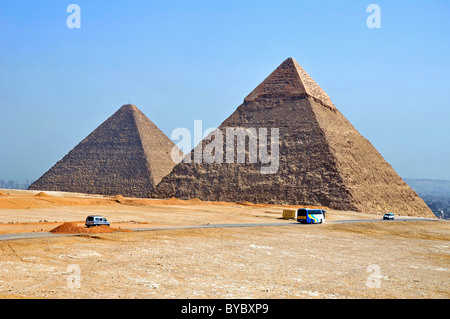 Pyramiden in Gizeh, Ägypten, die großen Pyramiden von Gizeh, Ägypten. Stockfoto