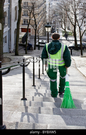 Treppen, die aus "Sacre Coeur", das "Viertel Montmartre" von Paris. Stockfoto