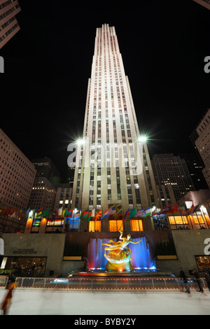 Rockefeller Plaza, Prometheus, gleiten, neu, York Stockfoto