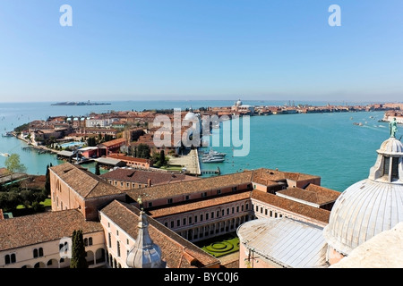 Lagune von Venedig vom Glockenturm der Basilika di San Giorgio Maggiore, Venedig Stockfoto