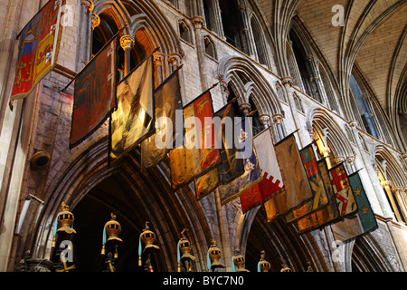 Fahnen, St. Patricks Cathedral Dublin Irland Stockfoto