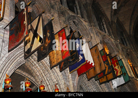 Fahnen, St. Patricks Cathedral Dublin Irland Stockfoto