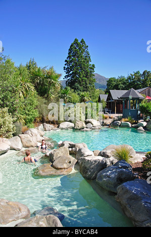 Hot Rock-Pools in Hanmer Springs Thermal Pools & Spa, Hanmer Springs, North Canterbury, Canterbury, Südinsel, Neuseeland Stockfoto