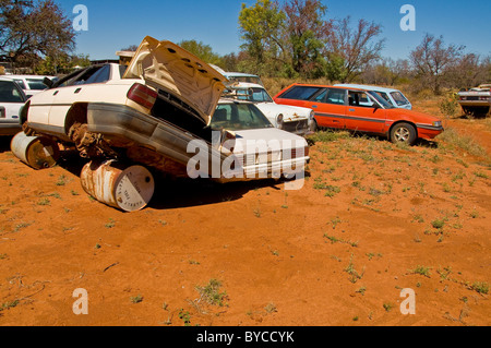 Wrack-Autos im Outback Australien, northern territory Stockfoto