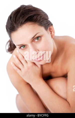 Glückliche junge Frau (Spa). Stockfoto