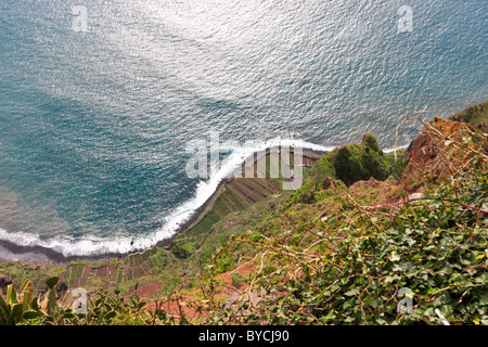 Nach unten gerichtete Blick vom Cabo Girao, Madeira Stockfoto