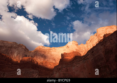 Nach oben auf die Wände des Grand Canyon aus dem Boden des Canyons Stockfoto