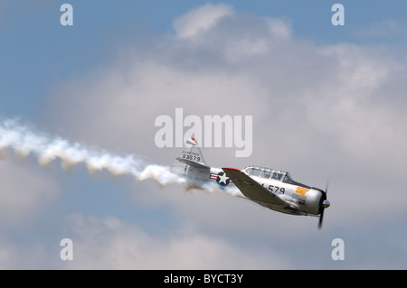 Mitglied der 'Screamin ' Rebellen' T-6 Kunstflugstaffel führt bei Donner über Michigan Flugschau (2009) Stockfoto