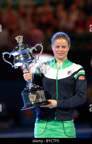 Australian Open Tennis 2011. Melbourne. Samstag 29.1.2011. Damen Einzel Finale Kim CLIJSTERS (Bel) gewinnt in drei Sätzen. Stockfoto