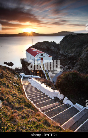 St. Justinians Rettungsboot Haus, St.Davids - Ramsey Island, Pembrokeshire, Wales, UK Stockfoto