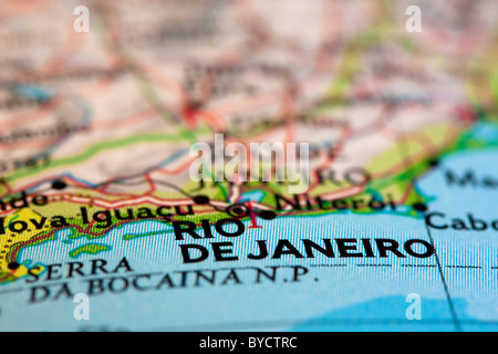 Rio De Janeiro in Brasilien auf der Karte. Stockfoto