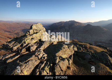 Seite Hecht und Lingmoor fiel über das Great Langdale Tal von Pike Howe Lake District Cumbria UK Stockfoto