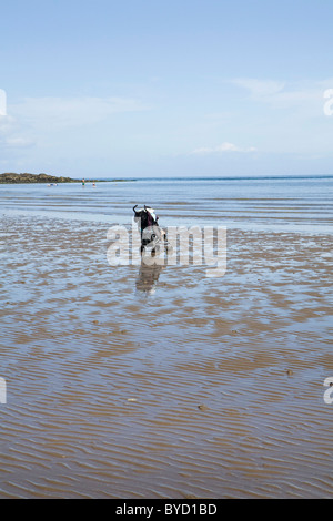 Buggy Kinderwagen auf sand Stockfoto