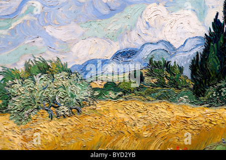 Detail: Weizenfeld mit Zypressen, 1889, von Vincent Van Gogh, Stockfoto