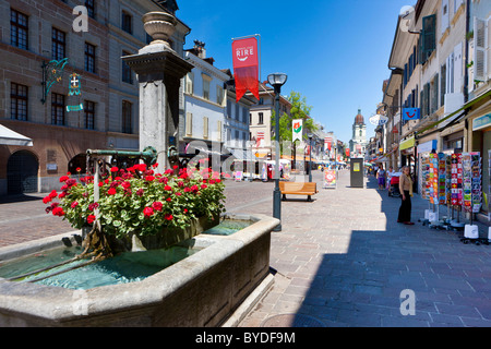 Altstadt von Morges, Genfer See, Kanton Waadt, Schweiz, Europa Stockfoto