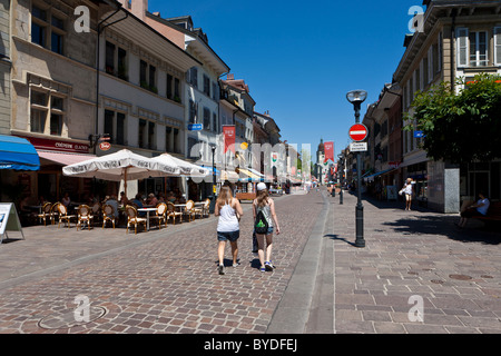 Altstadt von Morges, Genfer See, Kanton Waadt, Schweiz, Europa Stockfoto