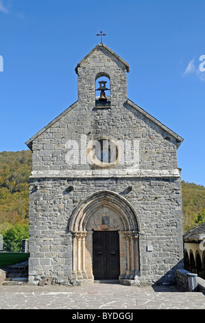 Kirche Real Colegiata de Roncesvalles, Wallfahrt Station, Camino de Santiago oder den Way of St. James, Roncesvalles, Orreaga Stockfoto