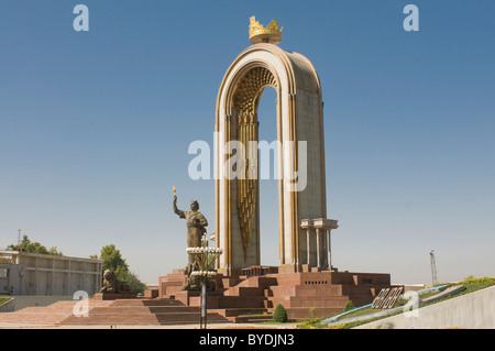 Statue, Denkmal für Ismail Samani oder Ismoili Somoni, Duschanbe, Tadschikistan, Zentralasien Stockfoto