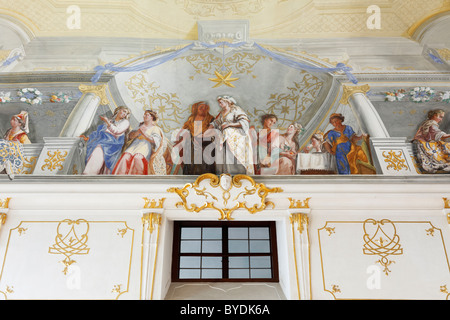 Decke Fresko, Hochzeit zu Kana von Johann Rudolf Byss und Johann Baptist Byss in Altmanni Halle im kaiserlichen Flügel Stockfoto