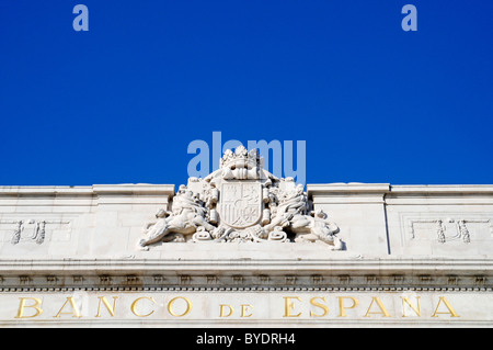 Wappen, Banco de Espana Bankgebäude, Santander, Kantabrien, Spanien, Europa Stockfoto