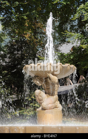 Alpine alleinige Brunnen, Kurpark Bad Reichenhall, Landkreis Berchtesgadener Land, Oberbayern, Deutschland, Europa Stockfoto