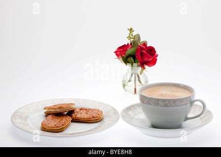 Tasse heiße Schokolade und Kekse Stockfoto