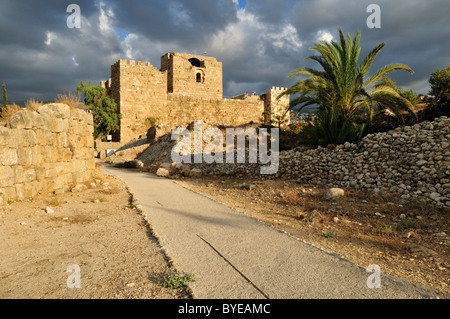 Kreuzfahrerburg in die archäologische Stätte von Byblos, UNESCO-Weltkulturerbe, Jbail, Libanon, Nahost, Westasien Stockfoto