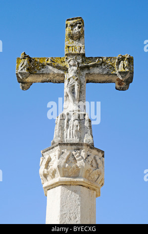 Kreuz, Denkmal für die Pilger, Camino de Santiago, Plaza San Marcos, Leon, Provinz von Castilla y León, Kastilien und León Stockfoto