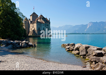 Château de Chillon, das Schloss Chillon, Montreux, Kanton Waadt, Genfer See, Schweiz, Europa Stockfoto