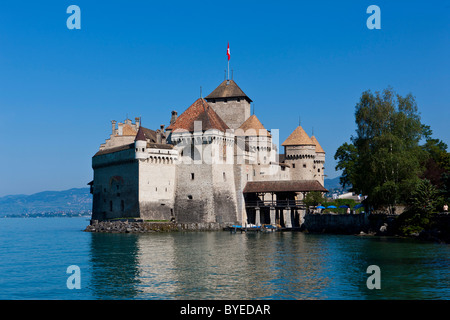 Château de Chillon, das Schloss Chillon, Montreux, Kanton Waadt, Genfer See, Schweiz, Europa Stockfoto