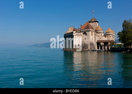 Château de Chillon, das Schloss Chillon, Montreux, Kanton Waadt, Genfer See, Schweiz, Europa Stockfoto