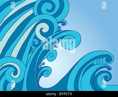 Riesige Tsunami-Flutwelle in den Ozean. Stockfoto