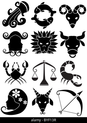 Ein Bild von den 12 Tierkreiszeichen. Stockfoto