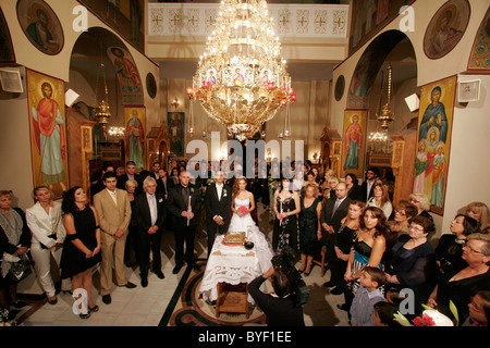 Griechisch-orthodoxe Hochzeit in Athen Griechenland Stockfoto