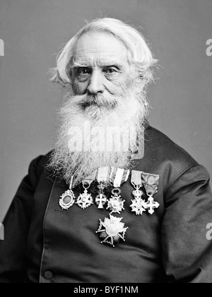 SAMUEL MORSE (1791-1872) US-Co-Erfinder des Morse-Code fotografiert von Matthew Brady in 1866 tragen seine Europäische Medaille-Auszeichnungen Stockfoto