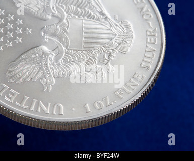Die Vorderseite oder Rückseite des einen eine Unze U.S. Eagle Silbermünze Stockfoto
