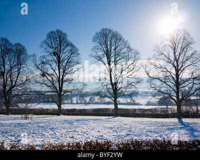 Winterschnee in Wrington, North Somerset, England. Stockfoto