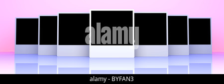 Klassische Bilderrahmen von Instant image Kameras. Stockfoto