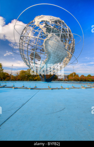 Die Unisphere in Flushing Meadow Park in Queens wurde von US Steel für die Weltausstellung 1964 gebaut. Stockfoto