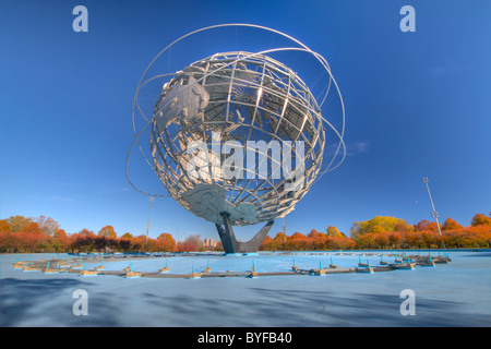 Die Unisphere in Flushing Meadow Park in Queens wurde von US Steel für die Weltausstellung 1964 gebaut. Stockfoto