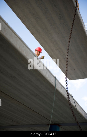 Arbeiter auf der Baustelle Stockfoto